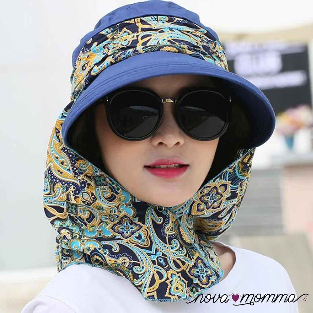 50% Off Anti-Uv Sun Hat Beach Foldable Navy Blue