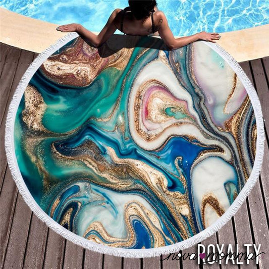 50% Off Today!!! Rare Geode Round Microfiber Beach Towel Royalty