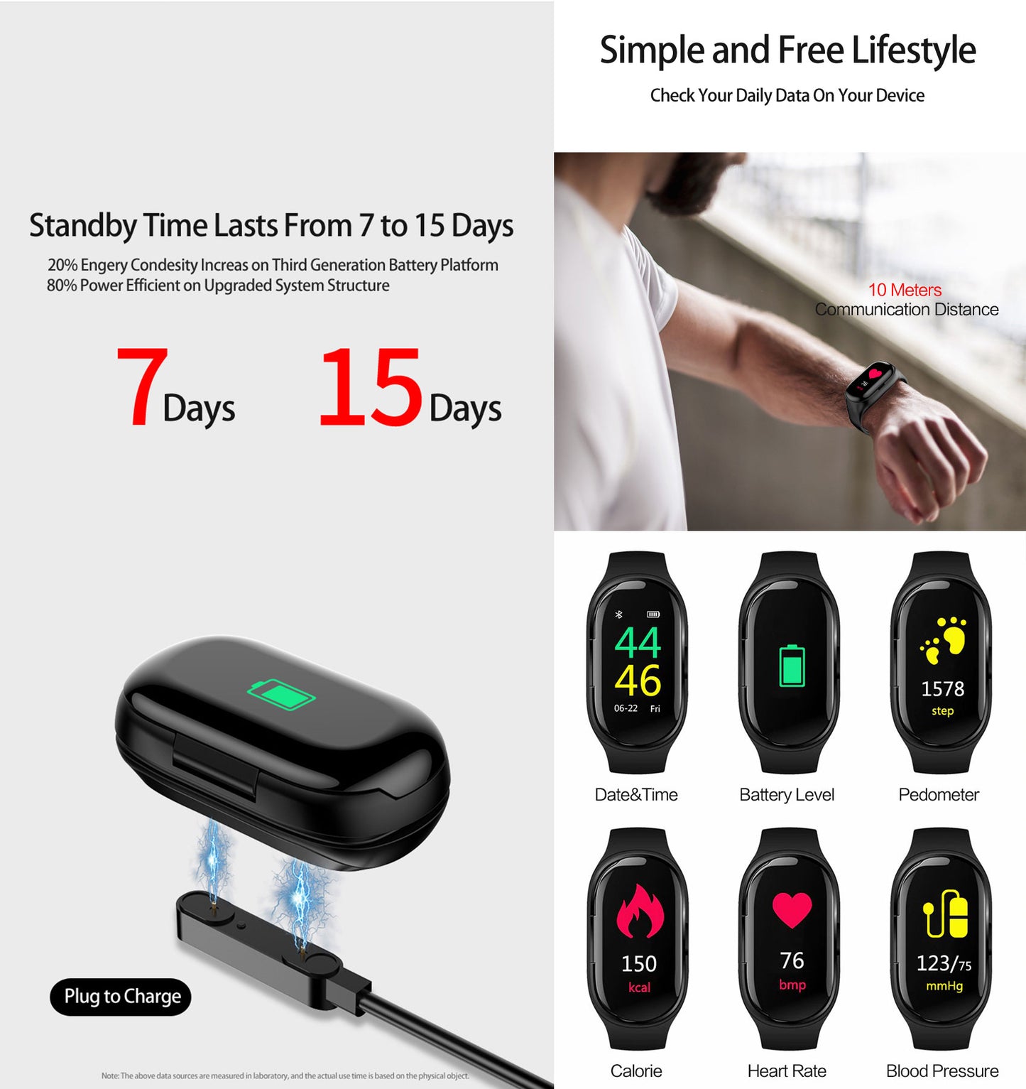 2 in 1 Multifunction Waterproof Smart Watch with Bluetooth Earbuds！