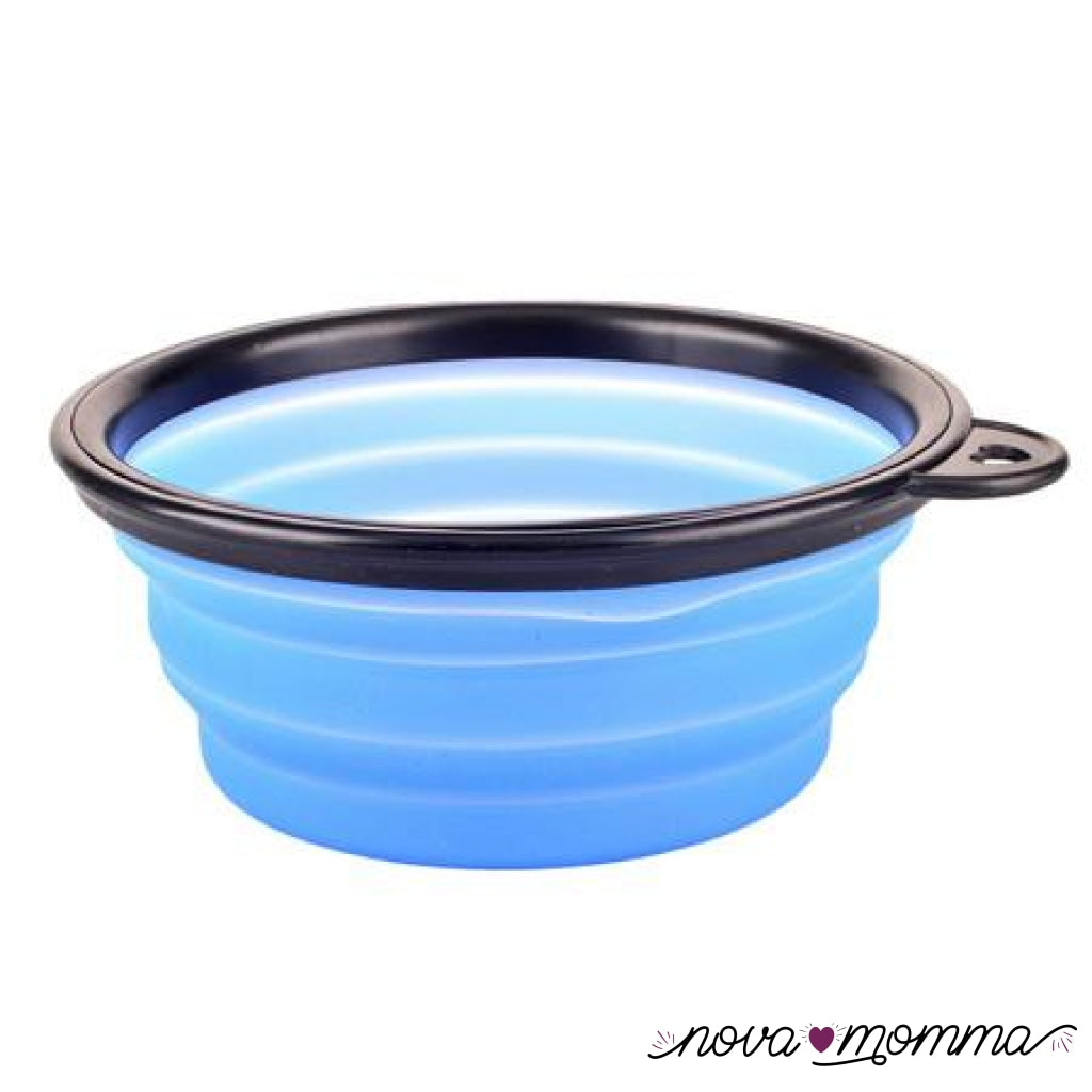 Collapsible Silicone Dog Bowl Blue / L