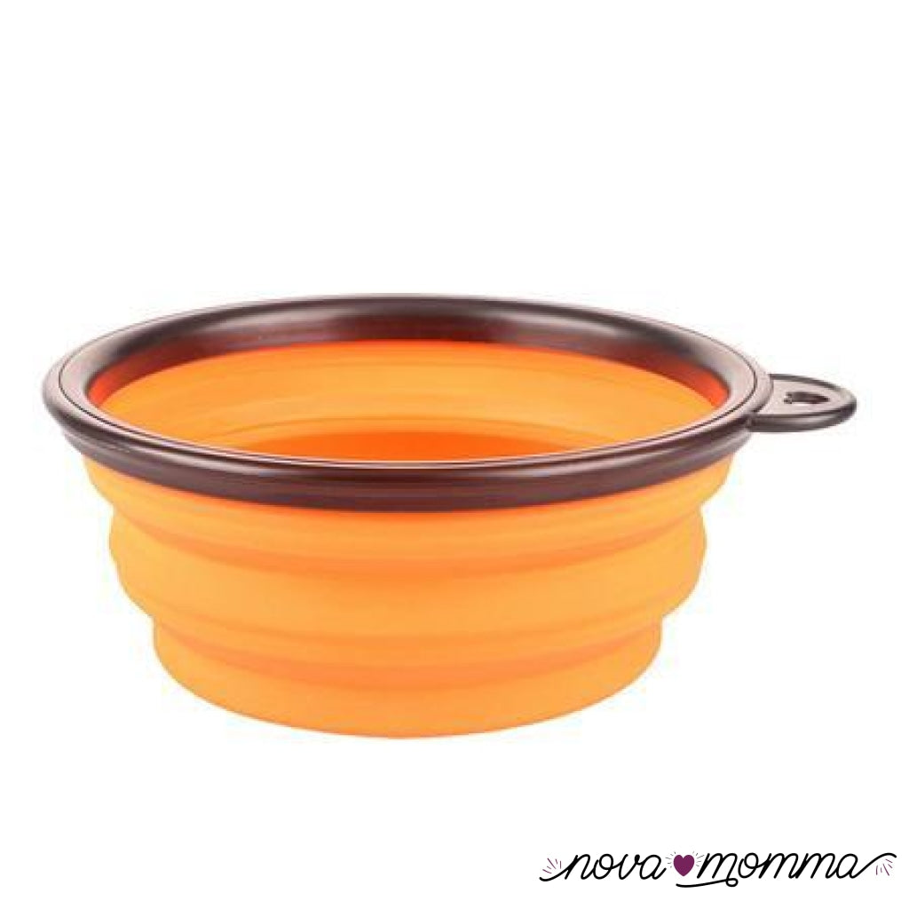 Collapsible Silicone Dog Bowl Orange / L