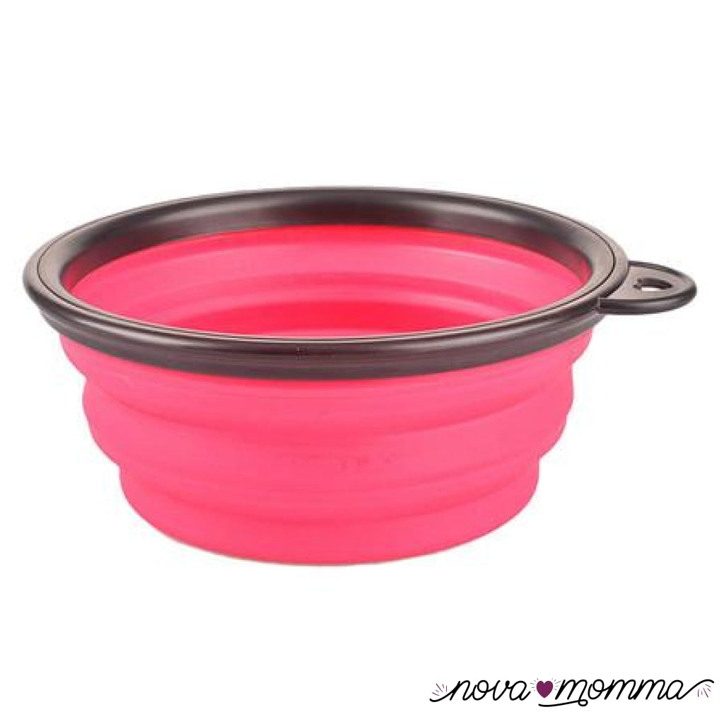 Collapsible Silicone Dog Bowl Pink / L