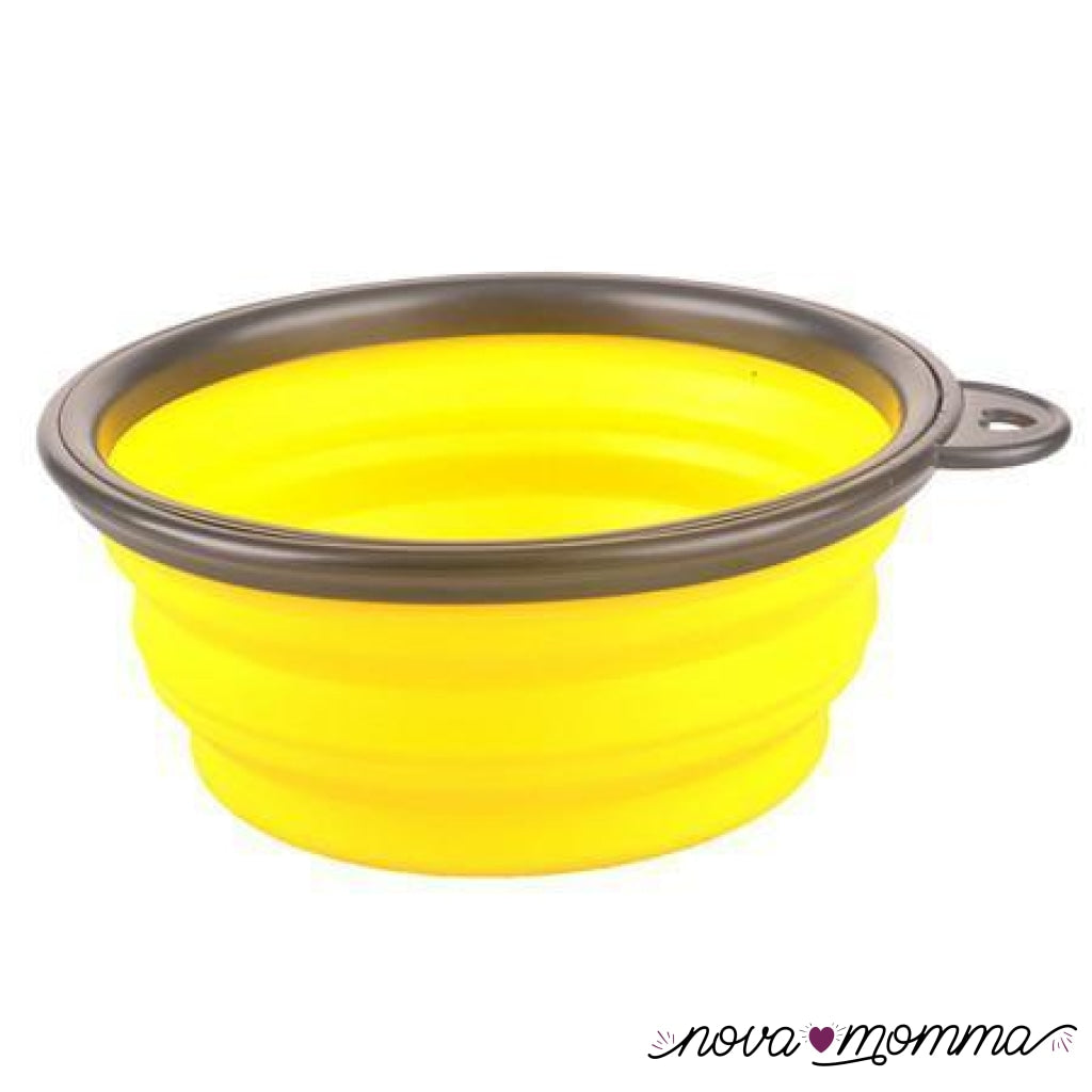 Collapsible Silicone Dog Bowl Yellow / L