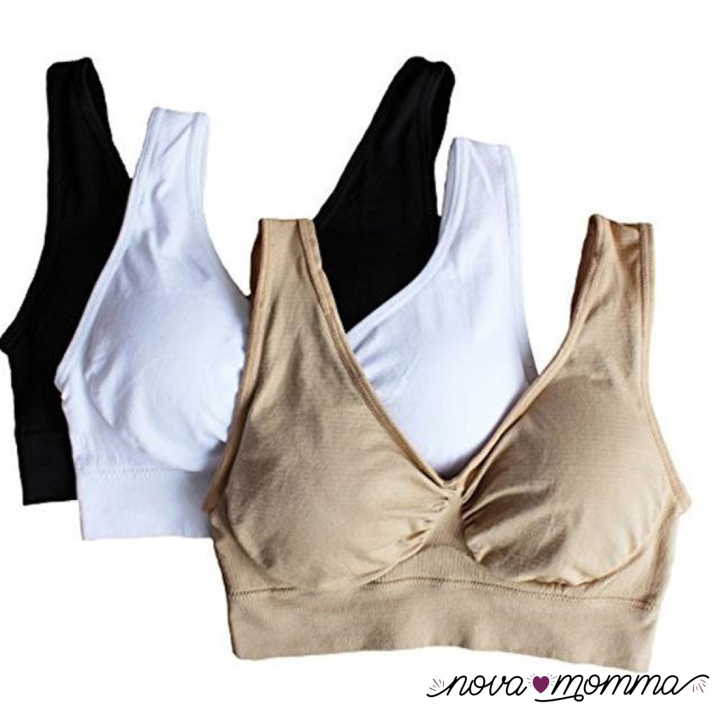 Comfortable Seamless Bra Black Khaki White / S