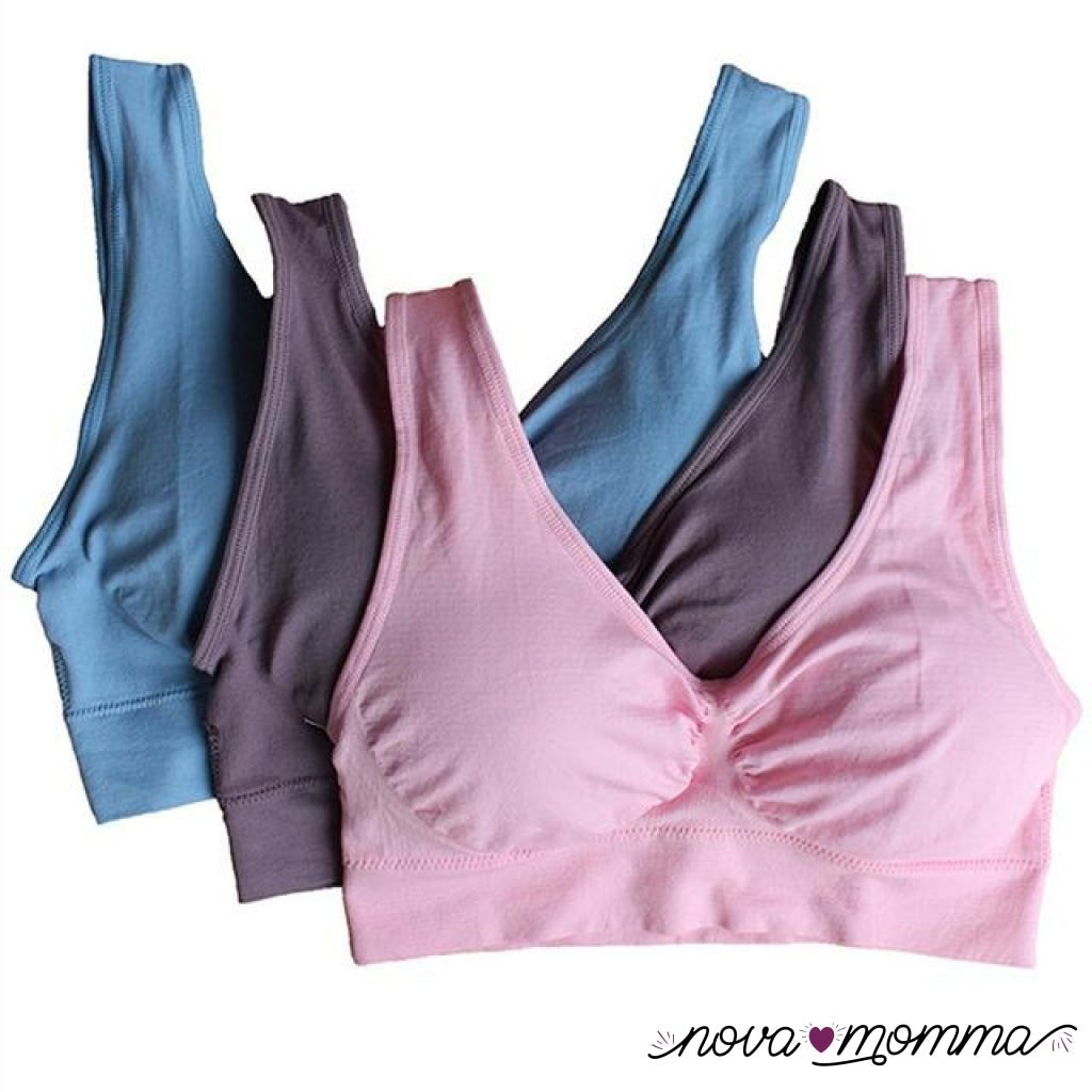 Comfortable Seamless Bra Blue Brown Pink / S