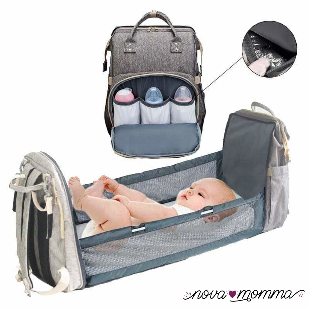 Diaper Backpack With Changing Bed