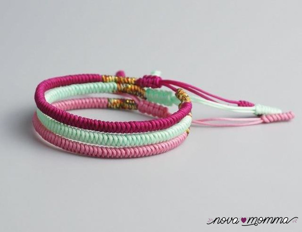 Handmade Buddhist Knots Rope Bracelet 3-3Pcs