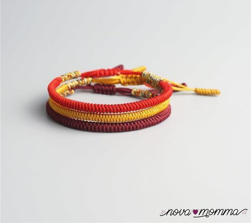 Handmade Buddhist Knots Rope Bracelet 9-3Pcs