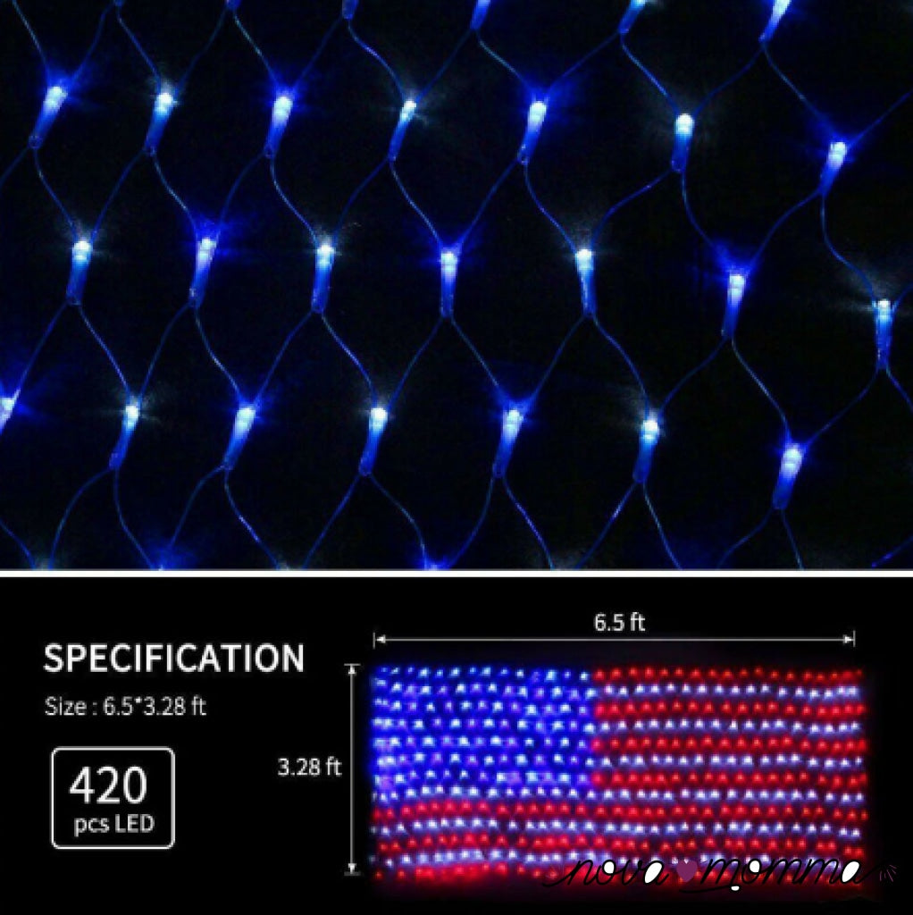 Last Day 50% Offamerican Flag 420 Led String Lights- 4Th Of July Usa Outdoor Lights