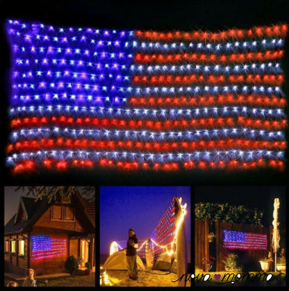 Last Day 50% Offamerican Flag 420 Led String Lights- 4Th Of July Usa Outdoor Lights Us 110V Limited