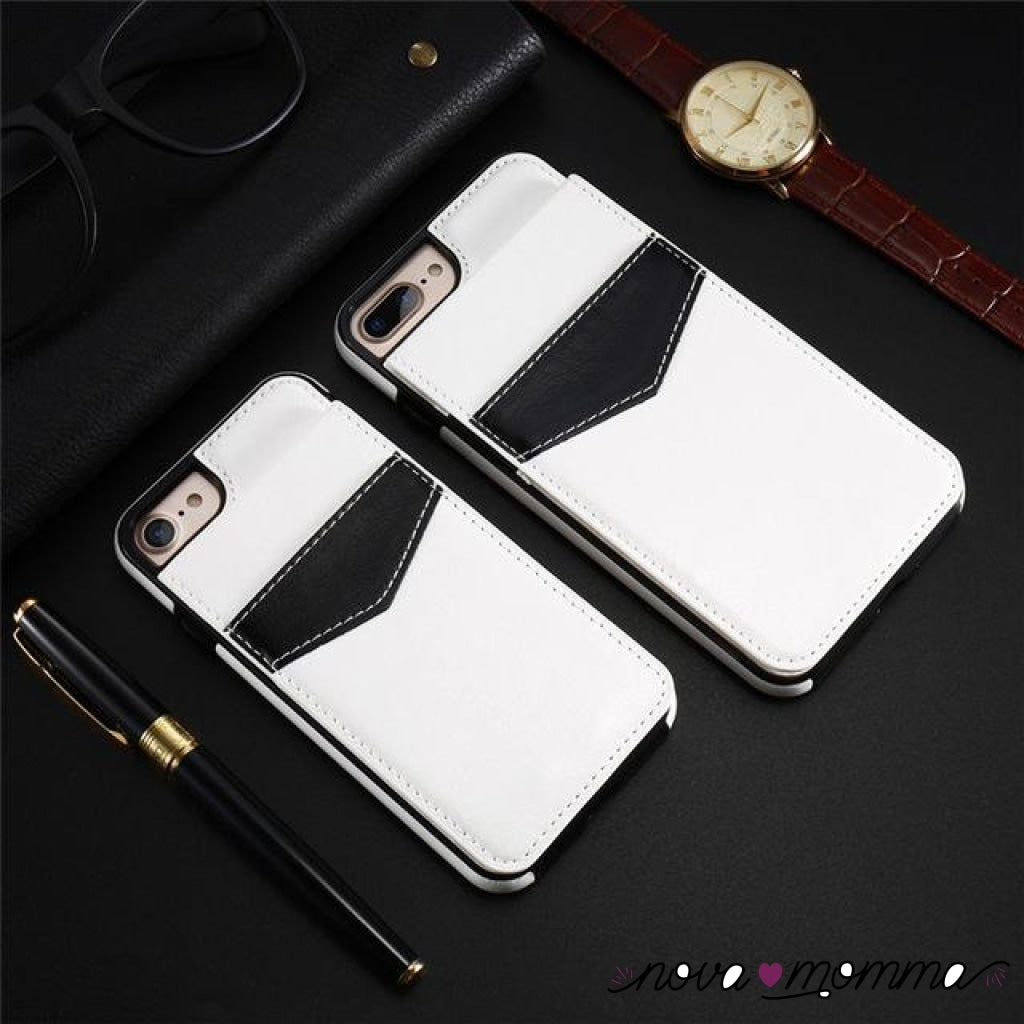 Leather Case With Card Holder White / For Iphone 7 8