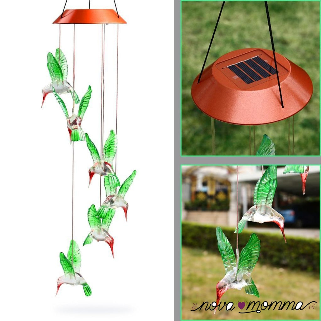 Led Solar Powered Hummingbird Chime