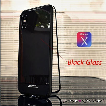 Magnetic Adsorption Iphone Case Clear Black / For 7