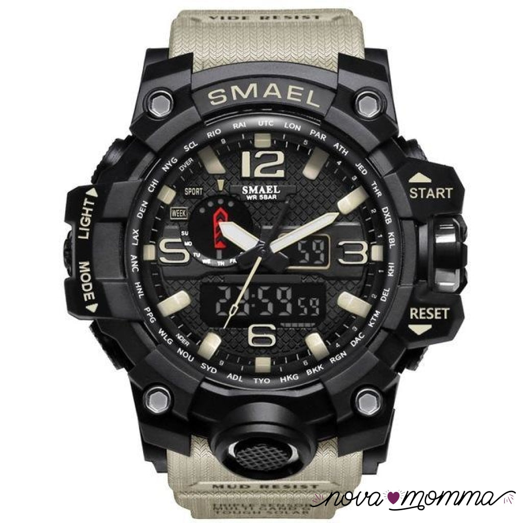 Military Sports Watch Black Beige