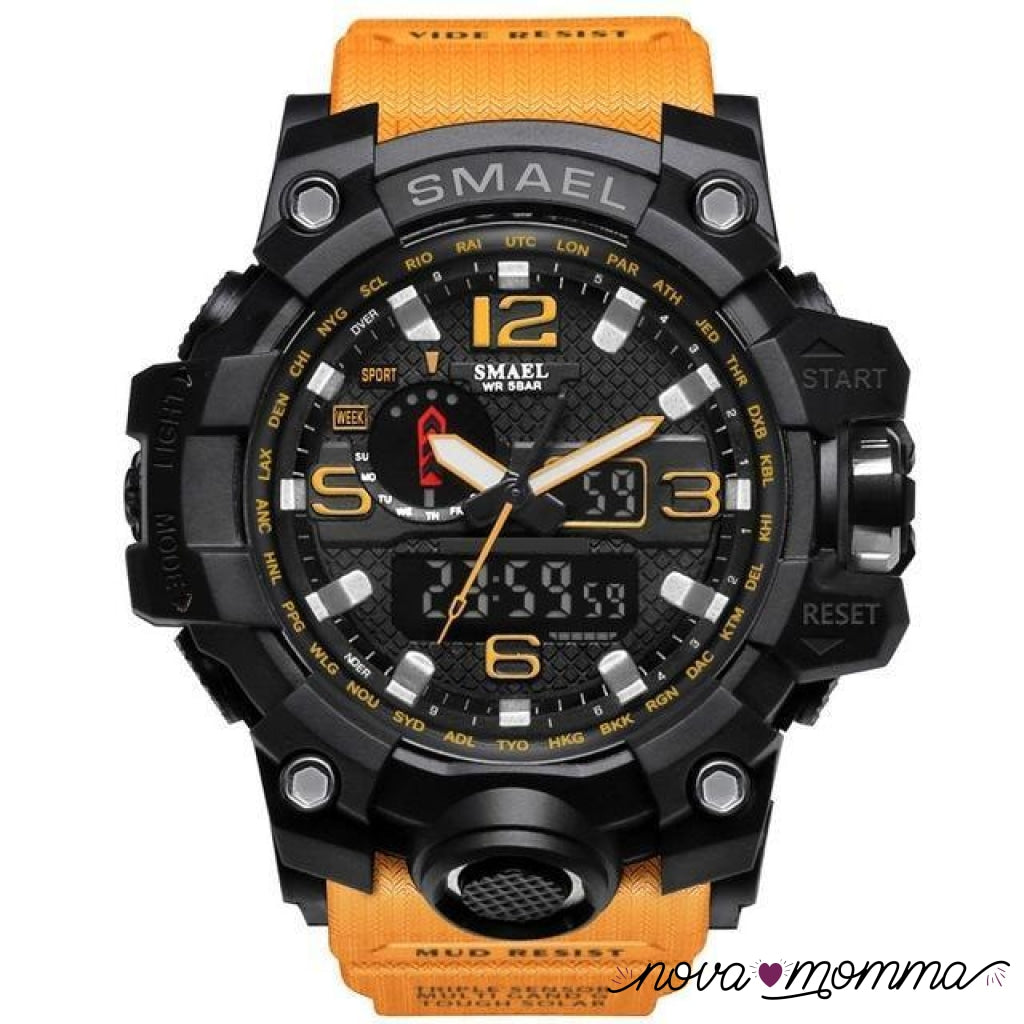 Military Sports Watch Black Orange