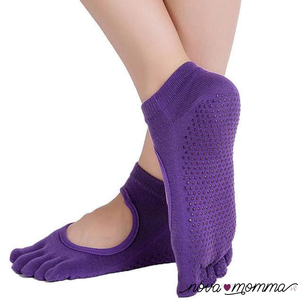 Non-Slip Yoga Socks Dark Purple