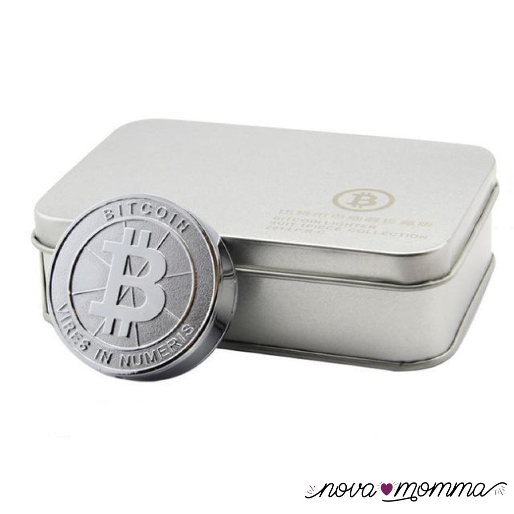 Rechargeable Flameless Bitcoin Electronic Usb Lighter Silver