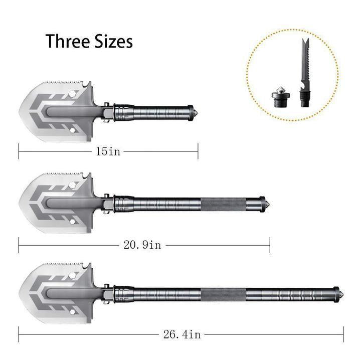 THE ULTIMATE SURVIVAL TOOL 23-IN-1 MULTI-PURPOSE FOLDING SHOVEL