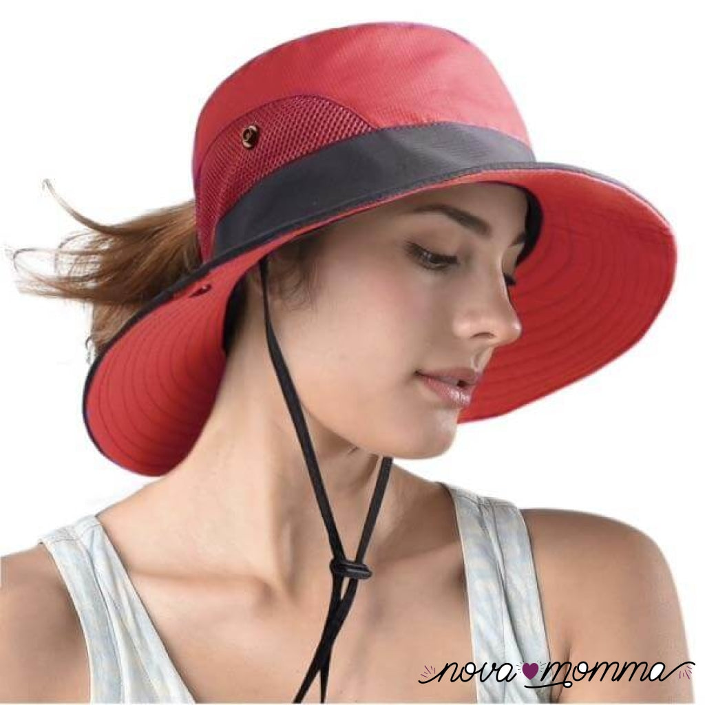 Uv Protection Foldable Sun Hat 50% Off Red